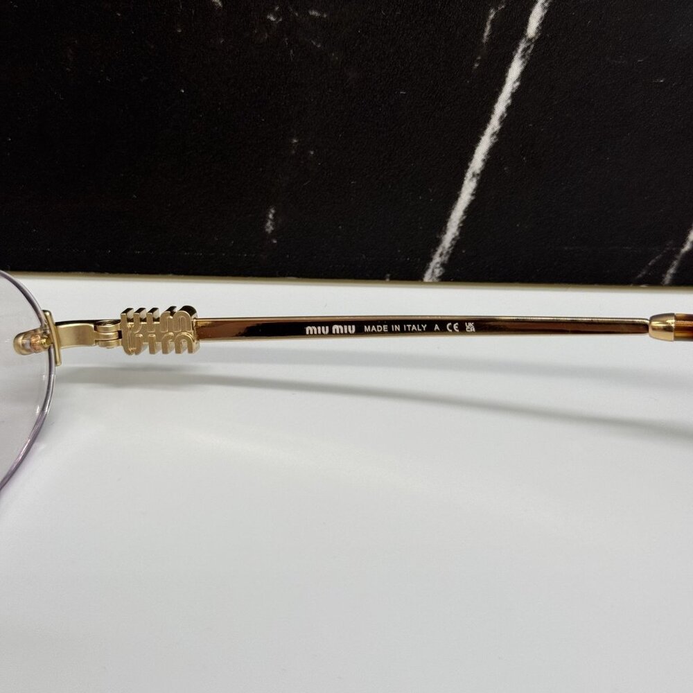 NEW MIU MIU MUA54S 5AK08N OVAL SUNGLASSES GOLD/CLEAR WOMEN MU A54S, SMU A54 - Picture 11 of 12